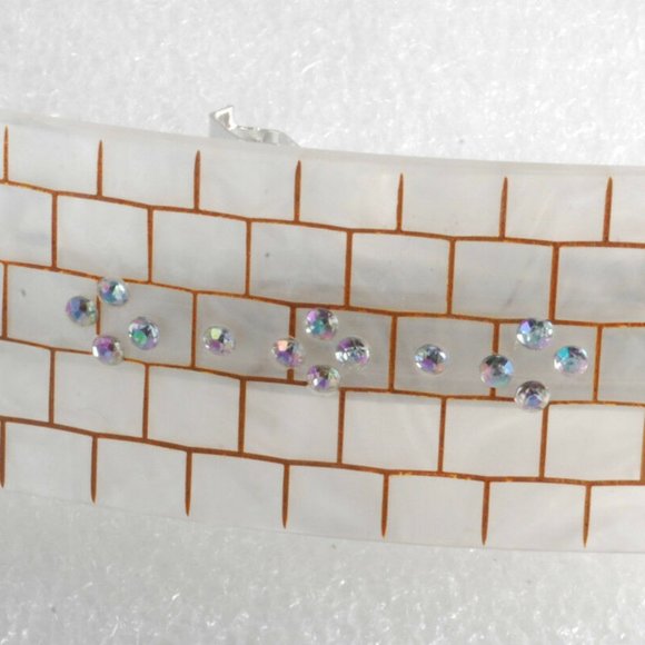 Bella Luxe Pearlized Plastic Hair Barrette Rectangle Rhinestone New on Card - Picture 3 of 4
